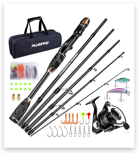 PLUSINNO Freedom Traveler Spinning Fishing Rod and Reel Combos